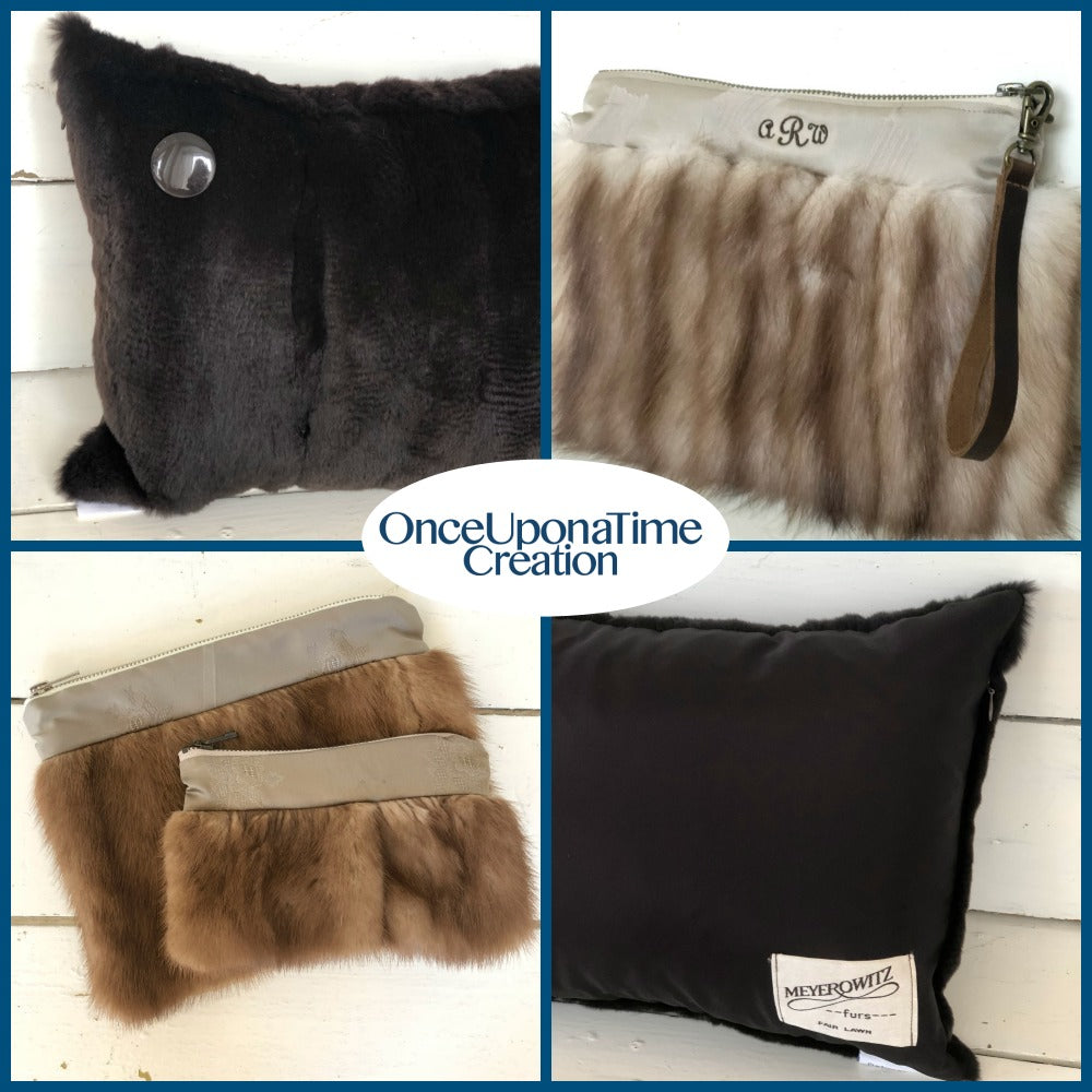Keepsake Clutches and Pillows made from Heirloom Fur Coats and Jackets