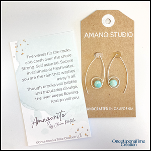 Amazonite Gemstone Marquis Threader Earrings