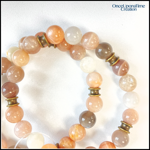 Moonstone Gemstone Bracelet with Copper Accents