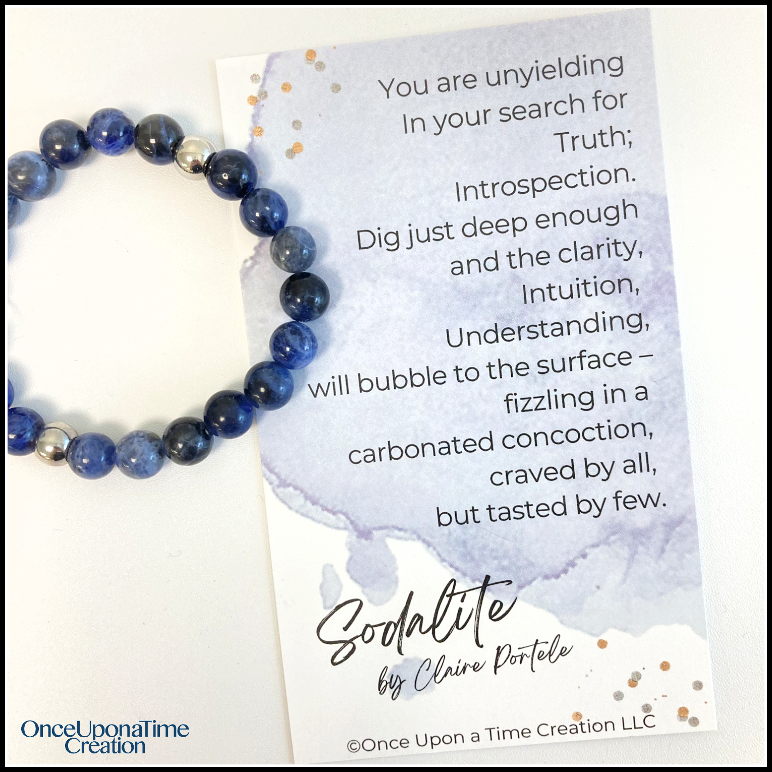 Sodalite Gemstone Bracelet with Silver Accents